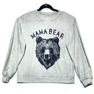 Mama Bear Pullover Shirt Women's Size Extra Large Gray Long Sleeve